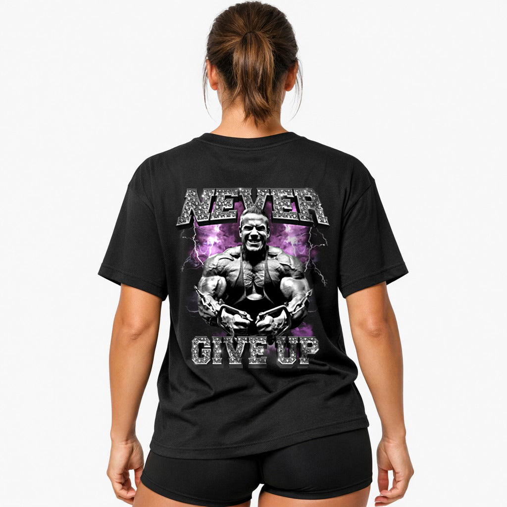 Never give up Oversized (Backprint) Shirt